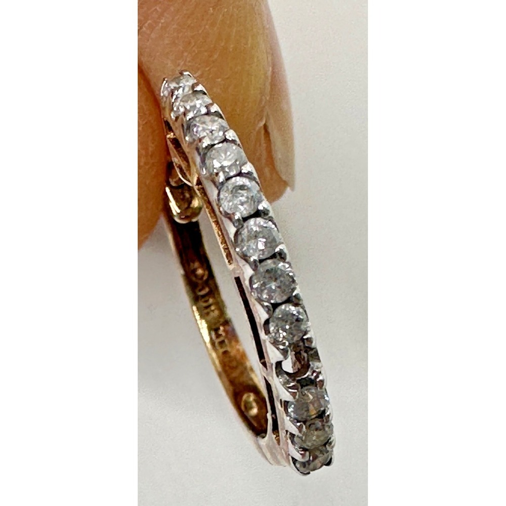 10k MSI Gold Hoop Diamonds Earring SINGLE ONLY ONE Hinged Post *Missing 1 Stone - Picture 1 of 15